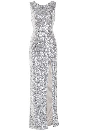 Glamorous Sequin Maxi Dress In Silver DAILYLOOK