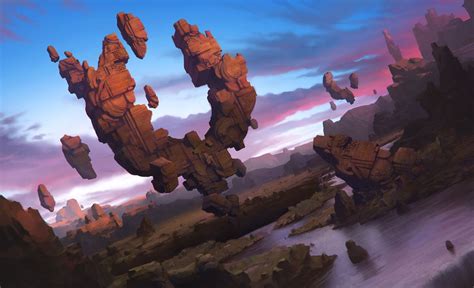 Huge Stone Floating Over The Sinkhole Whihoon Lee Environment Concept Art Fantasy Art