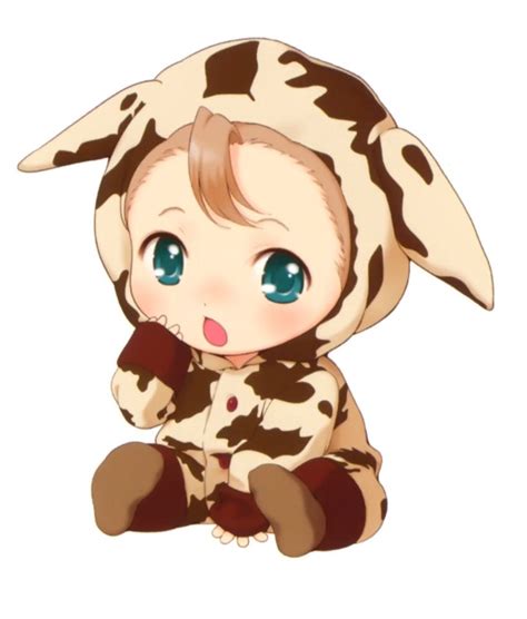 Anime Baby Girl In A Cow Outfit Anime Baby Cute Anime Chibi Cute
