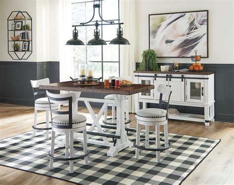 The euro style tad white bar table has a pyramid style base and square table top. VALEBECK COUNTER HEIGHT PIECE DINING SET WITH WHITE BAR ...
