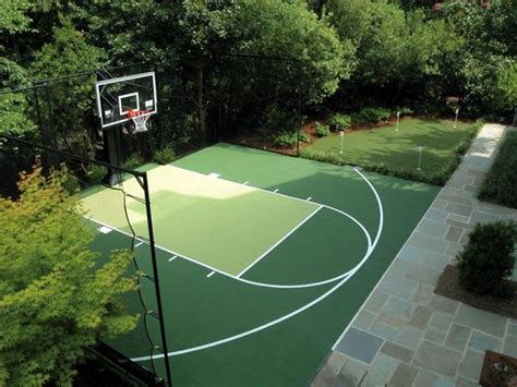 The size of your court will depend on the dimensions of your lawn. Backyard Basketball Court Ideas To Help Your Family Become ...
