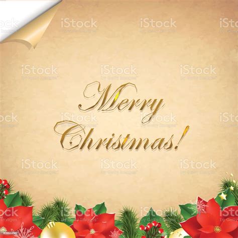 Old Paper With Corner And Christmas Border Stock Illustration