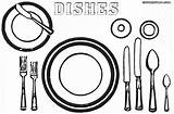 Dishes Coloring Colorings sketch template
