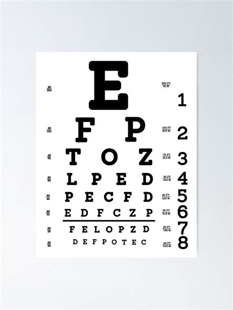 Printable Snellen Eye Chart Ft Free Printable Worksheet