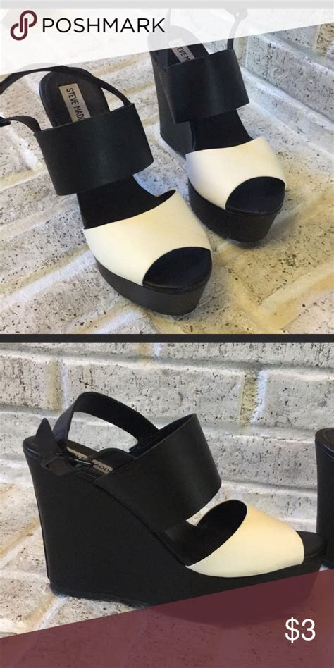 Iso Black And White Steve Madden Wedges 75 Steve Madden Wedges