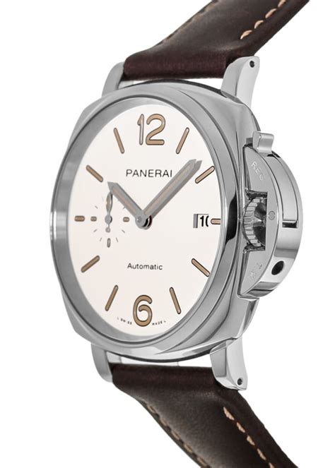 Panerai Luminor Due 42mm White Dial Ceramic Bezel Brown Leather Strap