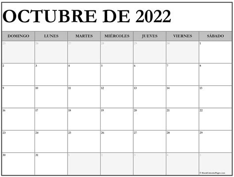 Octubre De 2022 Calendario Gratis Calendario Octubre