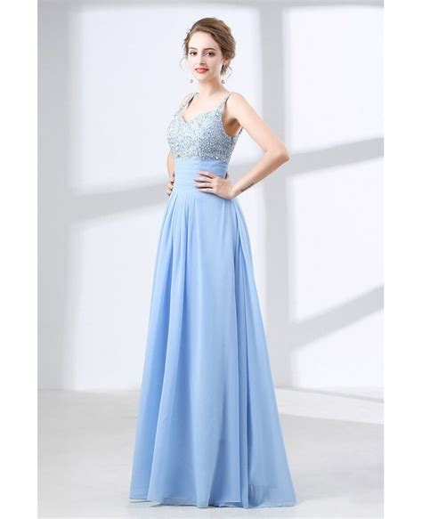 Really Cheap Sky Blue Prom Dress With Sequin Bodice Under 100 Ch6634