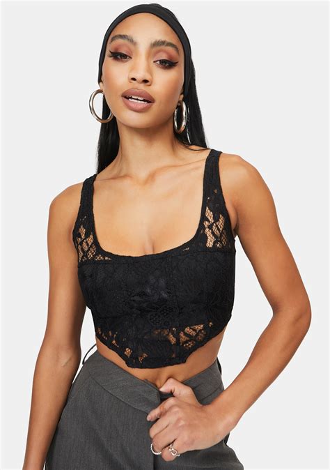 4th And Reckless Black Heaven Lace Corset Crop Top Dolls Kill