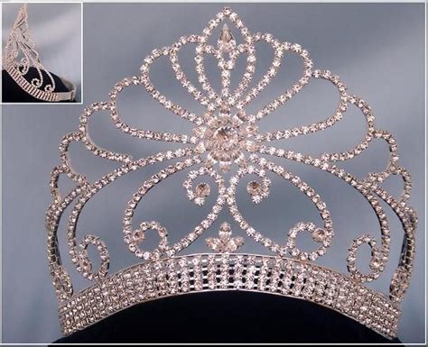 Beauty Pageant Silver Contoured Rhinestone Adjustable Crown Tiara