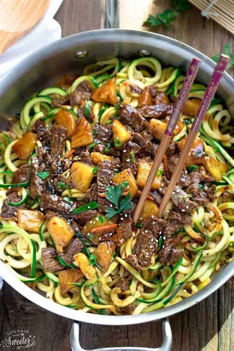 For the meat, make sure the steak slices are dry by patting them with a paper towel. One Pan Mongolian Beef Zoodles {Zucchini Noodles ...