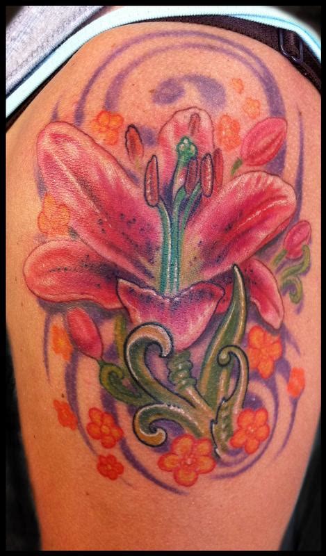 Lily Flower Color Tattoo By Phil Robertson Tattoos