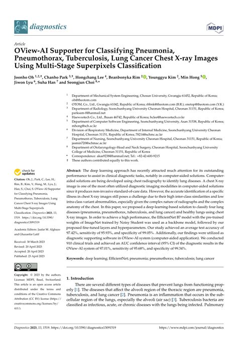 Pdf Oview Ai Supporter For Classifying Pneumonia Pneumothorax Tuberculosis Lung Cancer