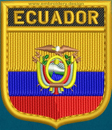 Design Embroidery Flag Of Ecuador Shield With Gold Trim By Embroidery