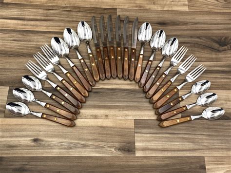 Vintage Wood Handled Flatware Set Washington Forge Town And Country