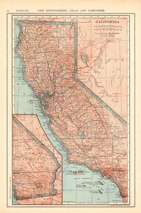 1921 Antique CALIFORNIA State Map Vintage Map of California | Etsy | California map, California ...