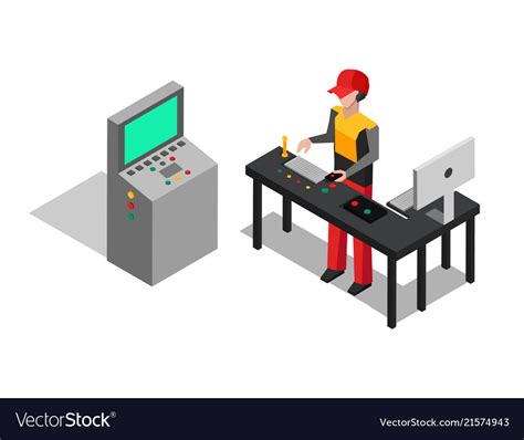 Factory And Operator At Work Royalty Free Vector Image