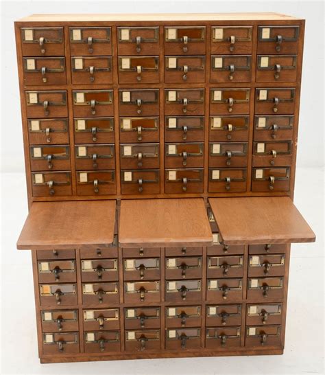 Oak Finish Library Card Catalog Cabinet Ebth