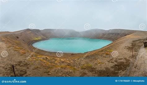 Krafla Volcano In Iceland Crater Lake Filled With Hot Turquoise Water