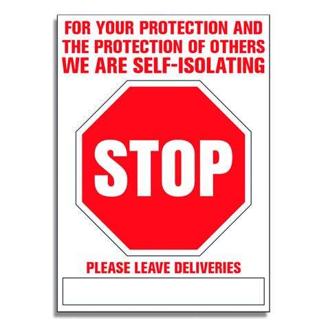 Covid 19 Magnetic Self Isolation Stop Sign 5 X 7
