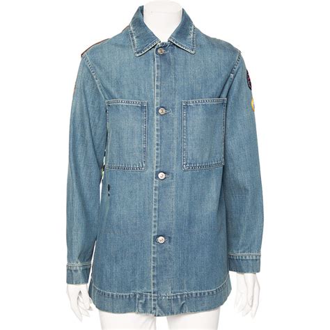 Dior Blue Denim And Embroidered Back Button Front Jacket S Dior The