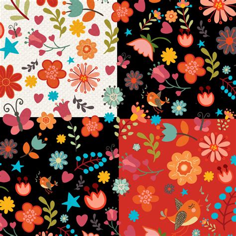 Floral symphony i print, canvas or stretched canvas. Colorful Sweet Floral Pattern - Photoshop patterns