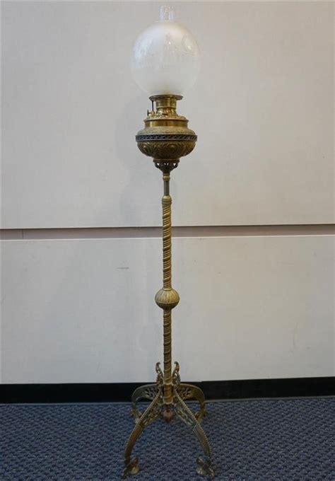 Lot Victorian Brass Oil Floor Lamp Height 64 In