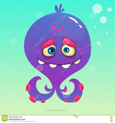 Cute Cartoon Octopus Vector Halloween Purple Octopus With