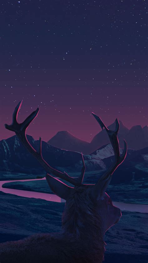 1080x1920 1080x1920 Deer Landscape Mountains Sun Artist Artwork