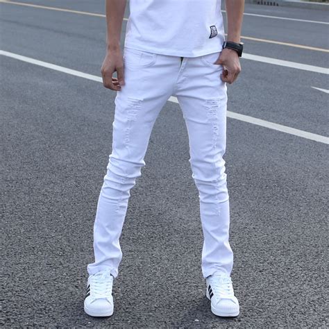 Hot Sell White Ripped Jeans Men With Holes Super Skinny Famous Designer