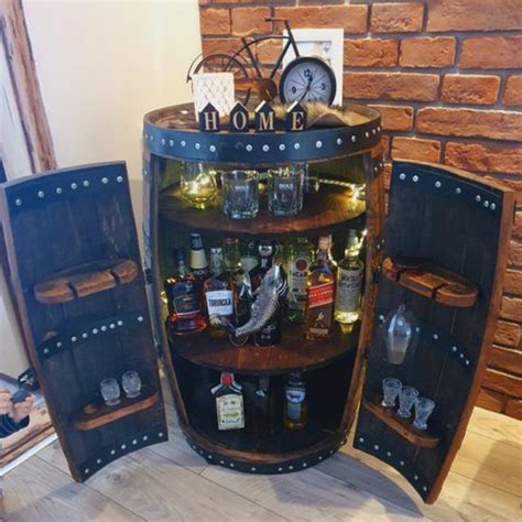 whisky barrel double door cabinet barrel liquor cabinet with etsy in 2021 whisky barrel