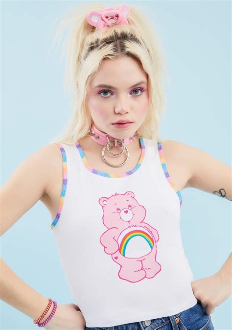 Dolls Kill X Care Bears Graphic Cheer Bear Crop Tank Rainbow