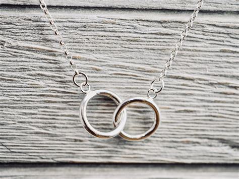 Interlocking Circle Sterling Silver Necklace Double Circles Necklace