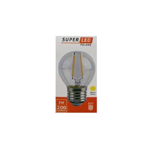 Żarówka Led E27 2w G45 Biała Ciepła Filament Edison Kula E27 Duży