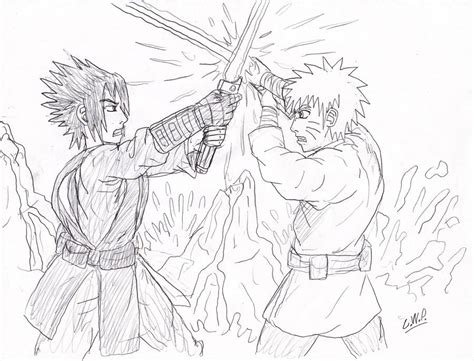 Naruto Vs Sasuke On Mustafar Pencil By Cwpetesch On