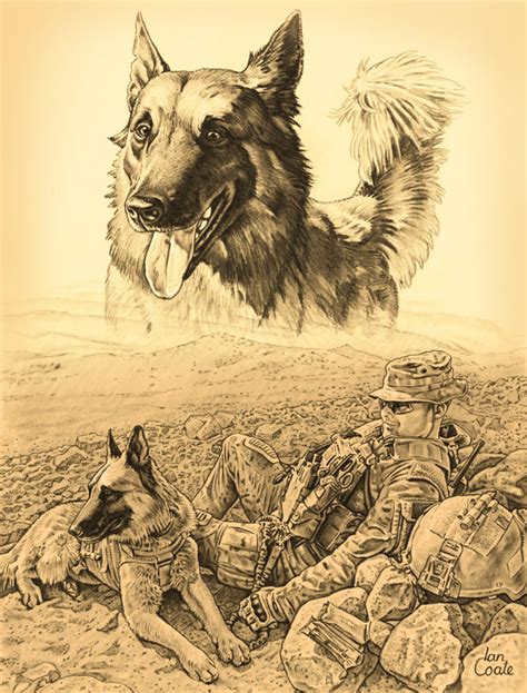 Military Working Dog And Combat Assault Dog Artworks By Military Artist