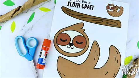 Printable Sloth Craft Template Simple Mom Project