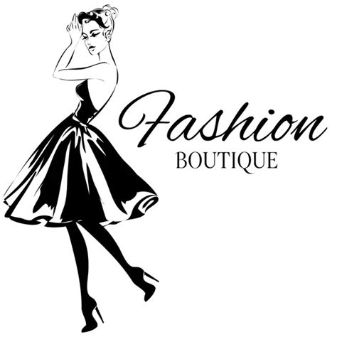 Logotipo Boutique De Moda Con Vector De Silueta De Mujer En Blanco Y