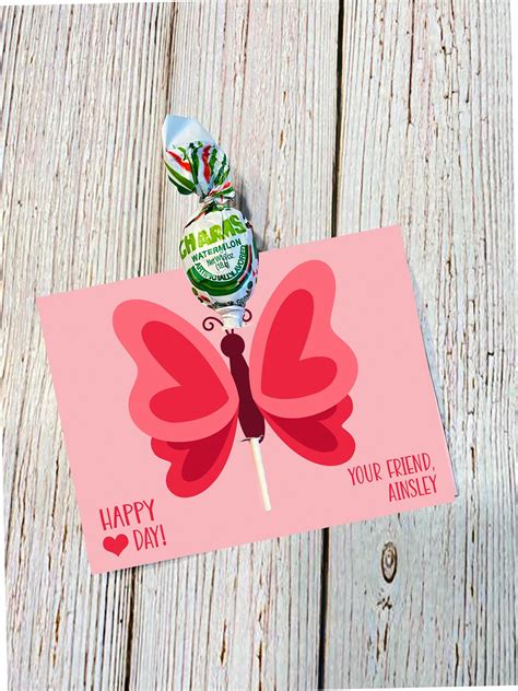 Butterfly Valentine Butterfly Lollipop Valentine Girls Etsy