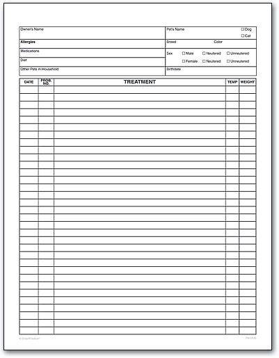 Veterinary Treatment Sheets Printable