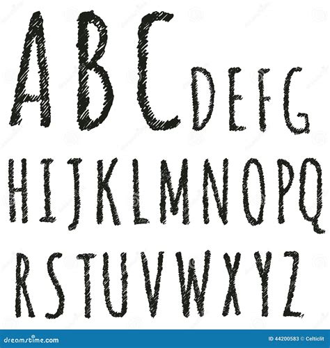 Hand Drawn Decorative English Alphabet Letters Stock Vector