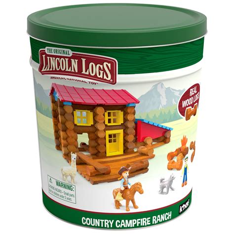 LINCOLN LOGS Country Campfire Ranch - Real Wood Logs - 124 Pieces