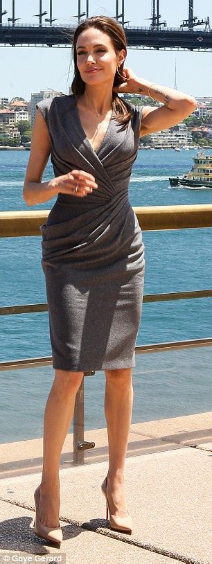 Angelina Jolie Steals The Spotlight From Magical Sydney Harbour In A Curve Hugging Grey Dress