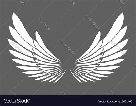 Angel Wings White Silhouette Isolated On Vector Image