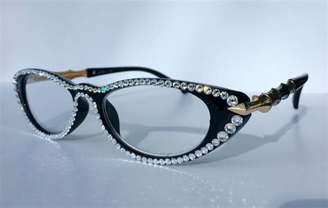 cat eye swarovski crystal vintage reading glasses 1 50 2 50