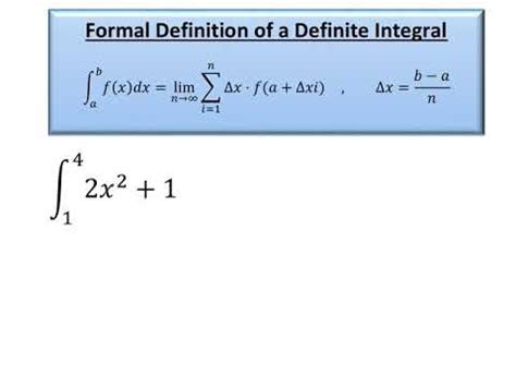 Calculus Formal Definition Of An Integral Example YouTube