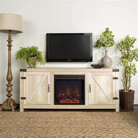 Woven Paths Modern Farmhouse Fireplace Tv Stand For Tvs Up To 65