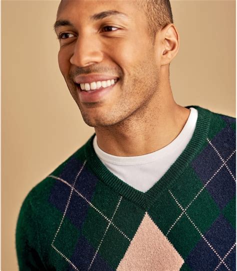 Also set sale alerts and shop exclusive offers only on shopstyle. Green/Navy/Camel | Mens Cashmere Merino V Neck Argyle ...