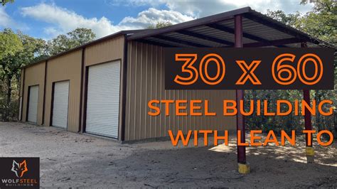 30x60 Weld Up Metal Building With A Lean To Porch In Kingsbury Texas