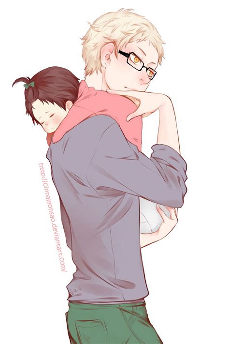 When they kissed tskukki said ew disgusting. fan art: Tsukki and bby Yama by Fuyuure-27 on DeviantArt